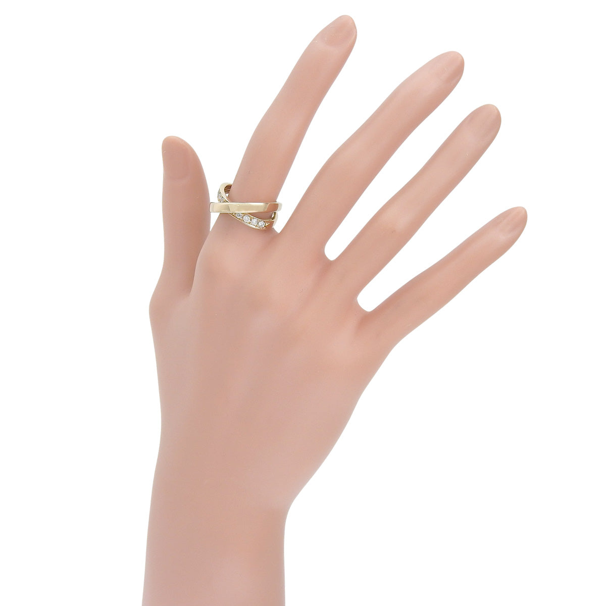 Diamond Double-Strand Cross Ring D0.50 Pink Gold K18PG 6.6g