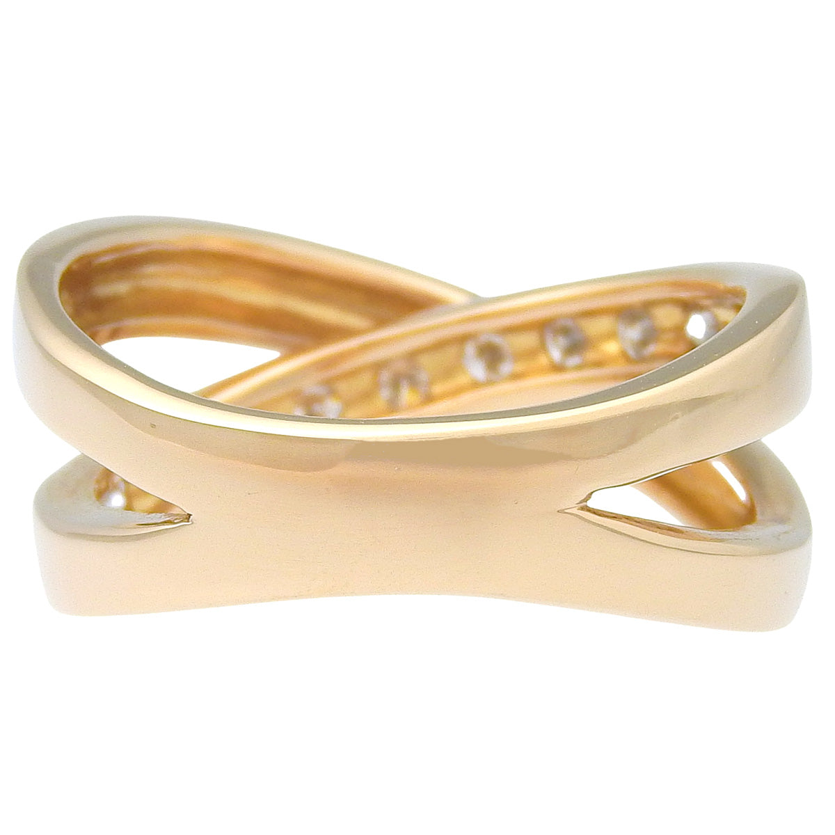 Diamond Double-Strand Cross Ring D0.50 Pink Gold K18PG 6.6g