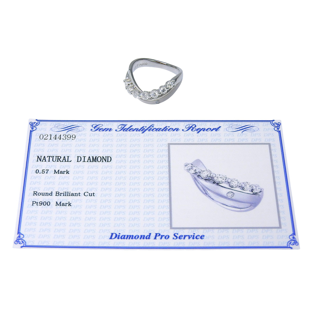 钻石戒指,D0.57,铂金Pt900材质,8.0克,哑光表面