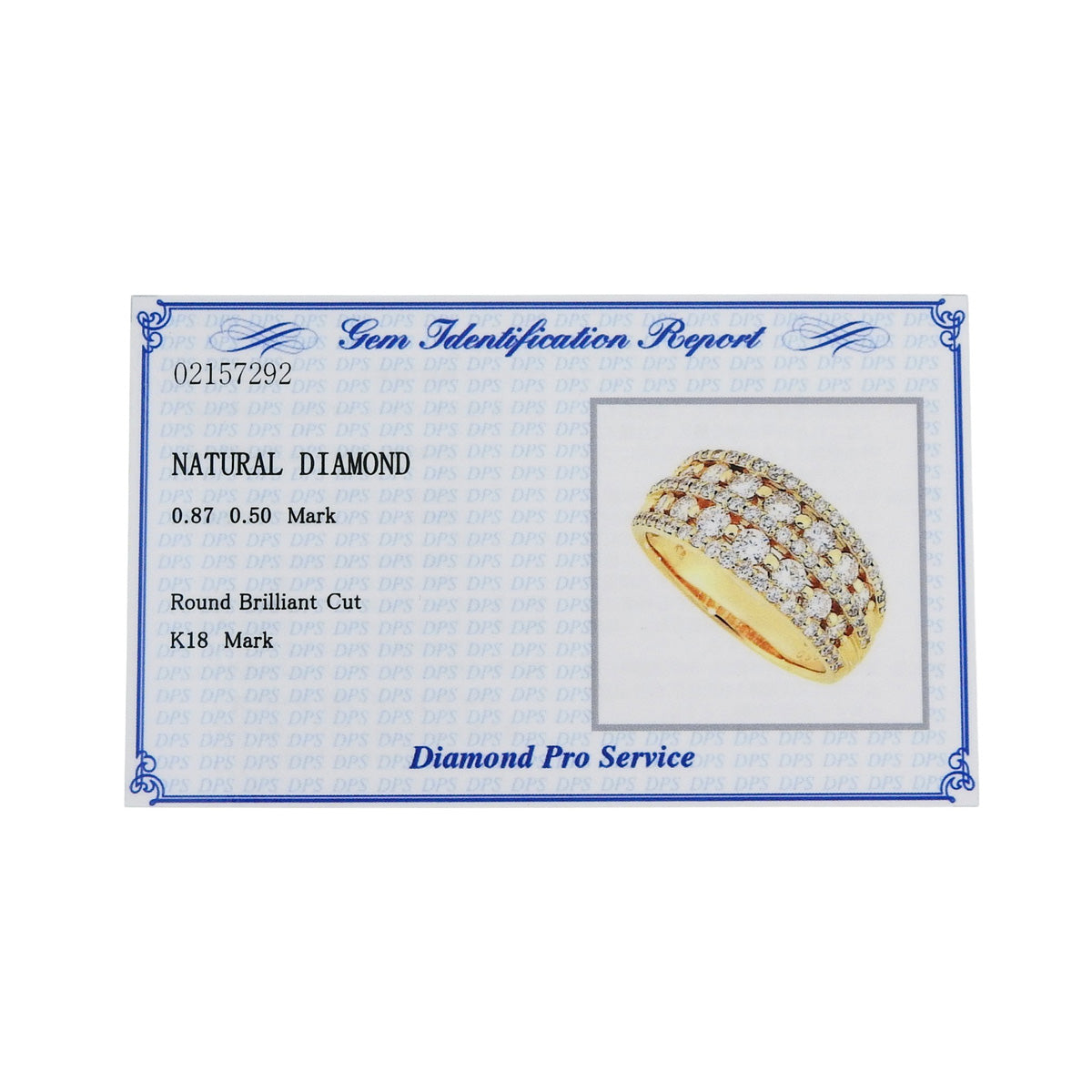 Diamond ring D.87,0.50 Yellow gold K18YG Size 12 (52) 6.2g