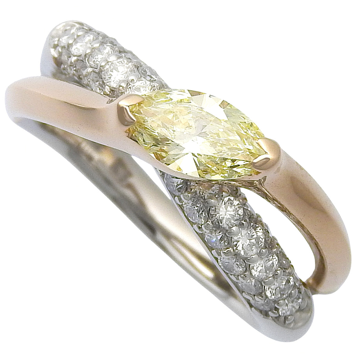 半永恒钻石戒指,直径0.528克拉,0.64克拉,玫瑰金K18PG,铂金Pt900,重6.8克