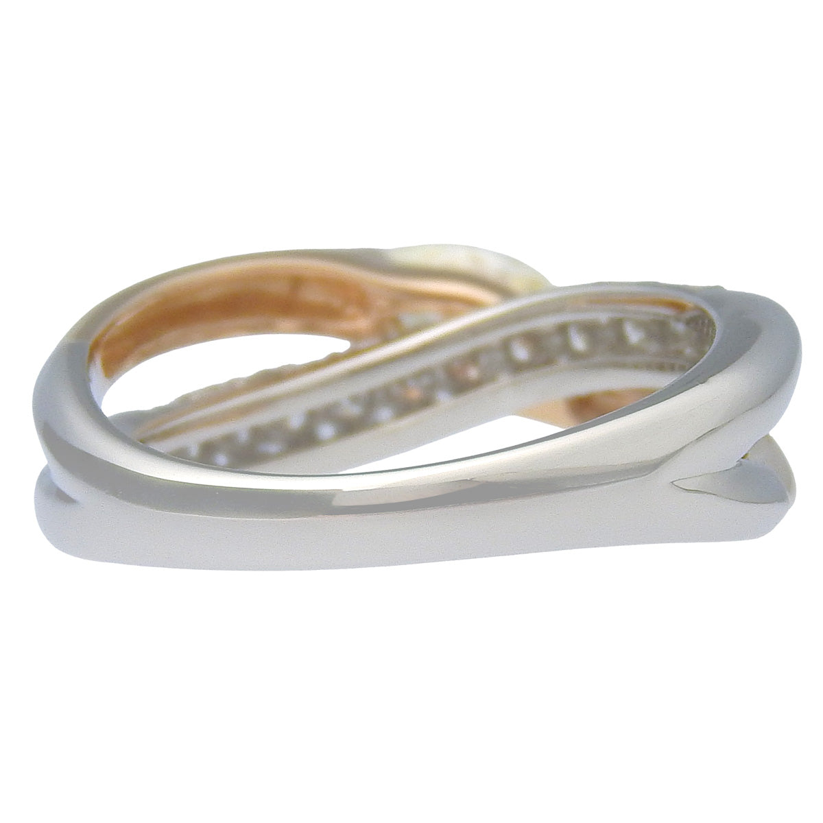 半永恒钻石戒指,直径0.528克拉,0.64克拉,玫瑰金K18PG,铂金Pt900,重6.8克