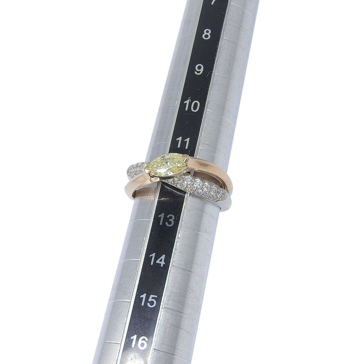 半永恒钻石戒指,直径0.528克拉,0.64克拉,玫瑰金K18PG,铂金Pt900,重6.8克