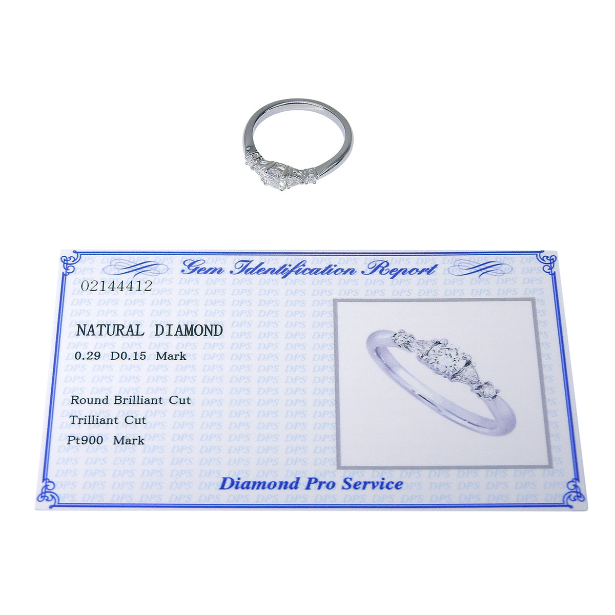 Diamond ring D0.29,0.15 Platinum Pt900 4.3g