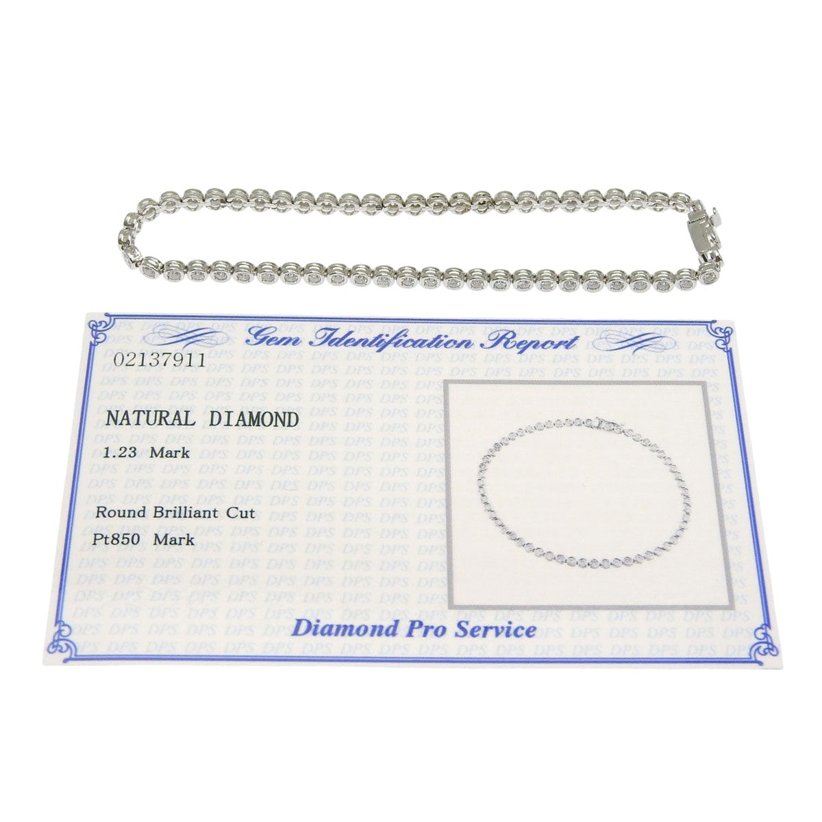 テニスブレスレット D1.23 Pt850 9.5g