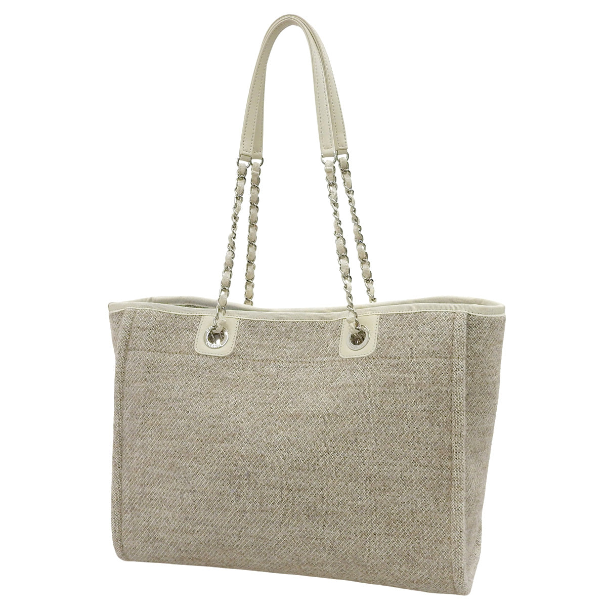 ドーヴィル チェーントート MM レザー ツイード アイボリー ベージュ