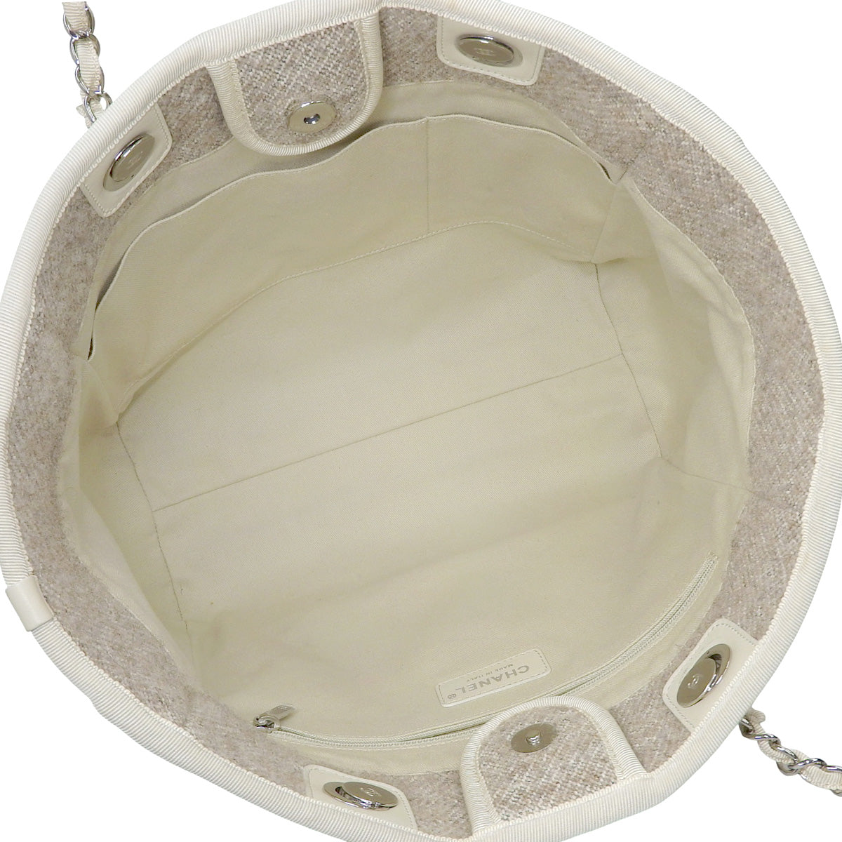 Deauville 链条手提包 MM 皮革斜纹软呢象牙米色