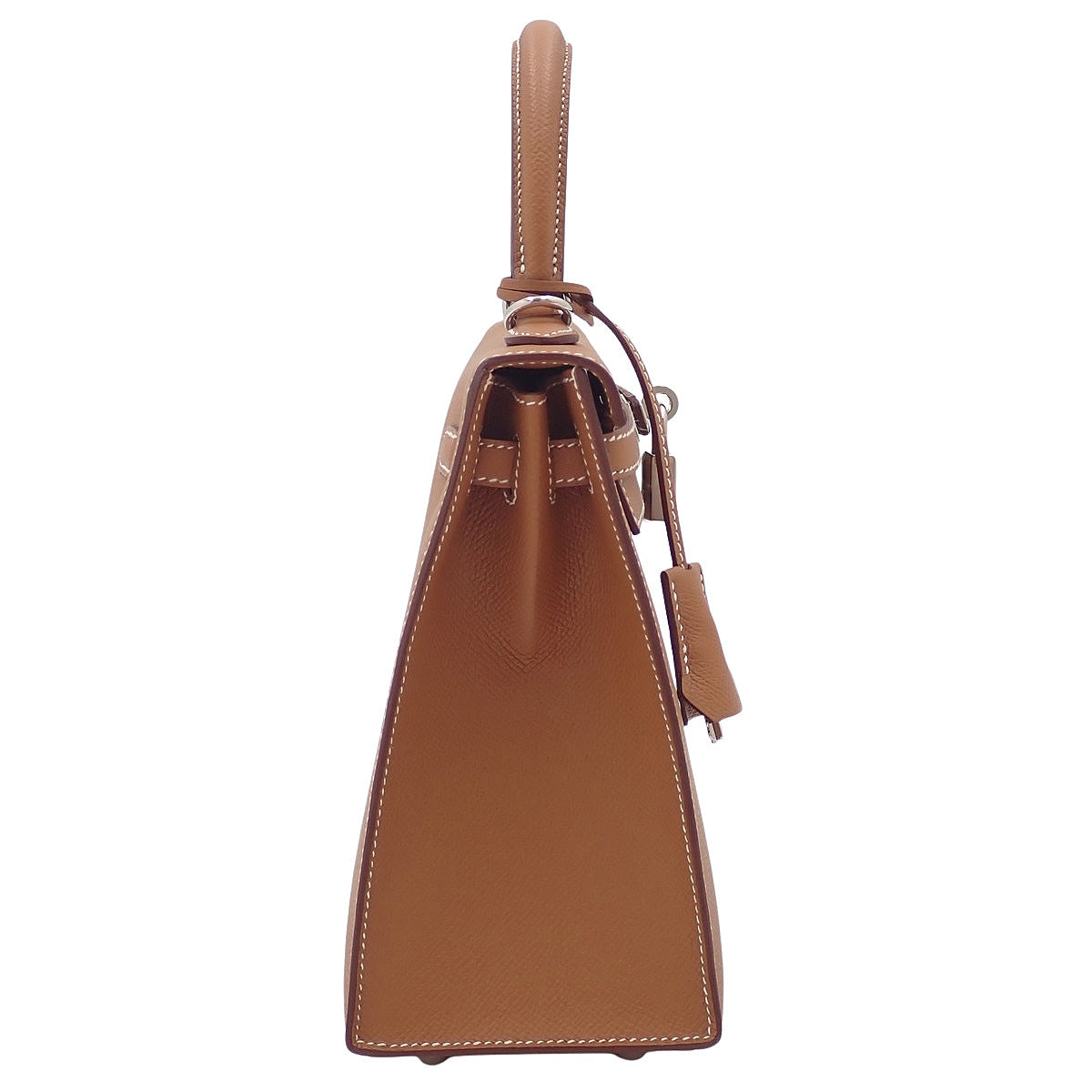 Kelly 25 (exterior stitching), Epsom calfskin, palladium hardware, gold or silver hardware, B stamp.