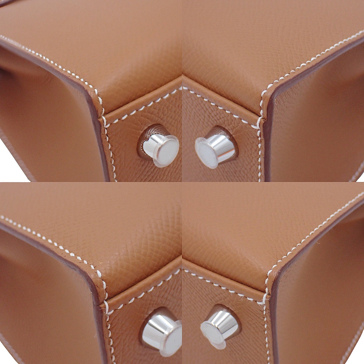 Kelly 25 (exterior stitching), Epsom calfskin, palladium hardware, gold or silver hardware, B stamp.