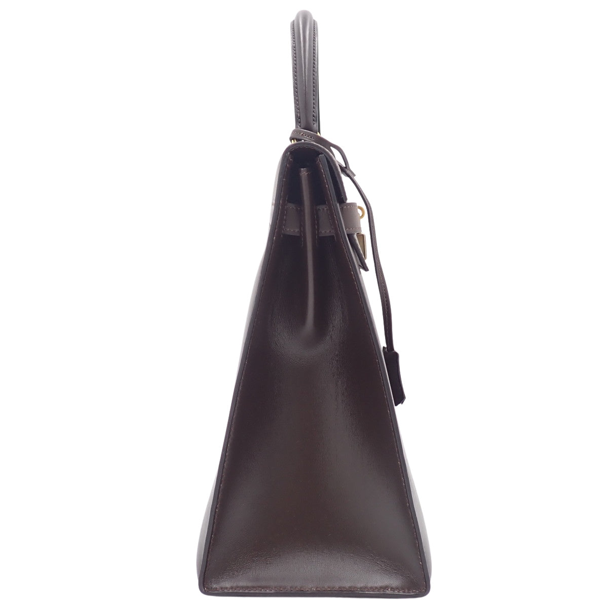 Kelly 35 (Exterior Stitched) Box Calfskin, Marron Foncé (Dark Brown), Gold Hardware, 〇I Stamp