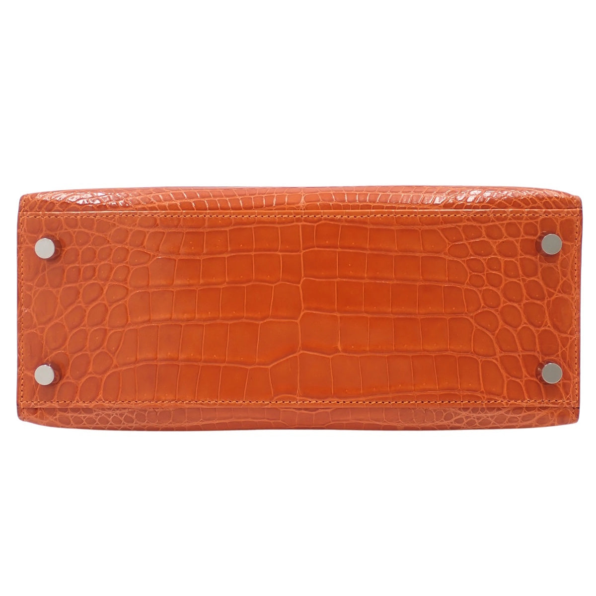 Kelly 25 (outer-stitched) Nile crocodile, palladium hardware, silver hardware, □J stamp.