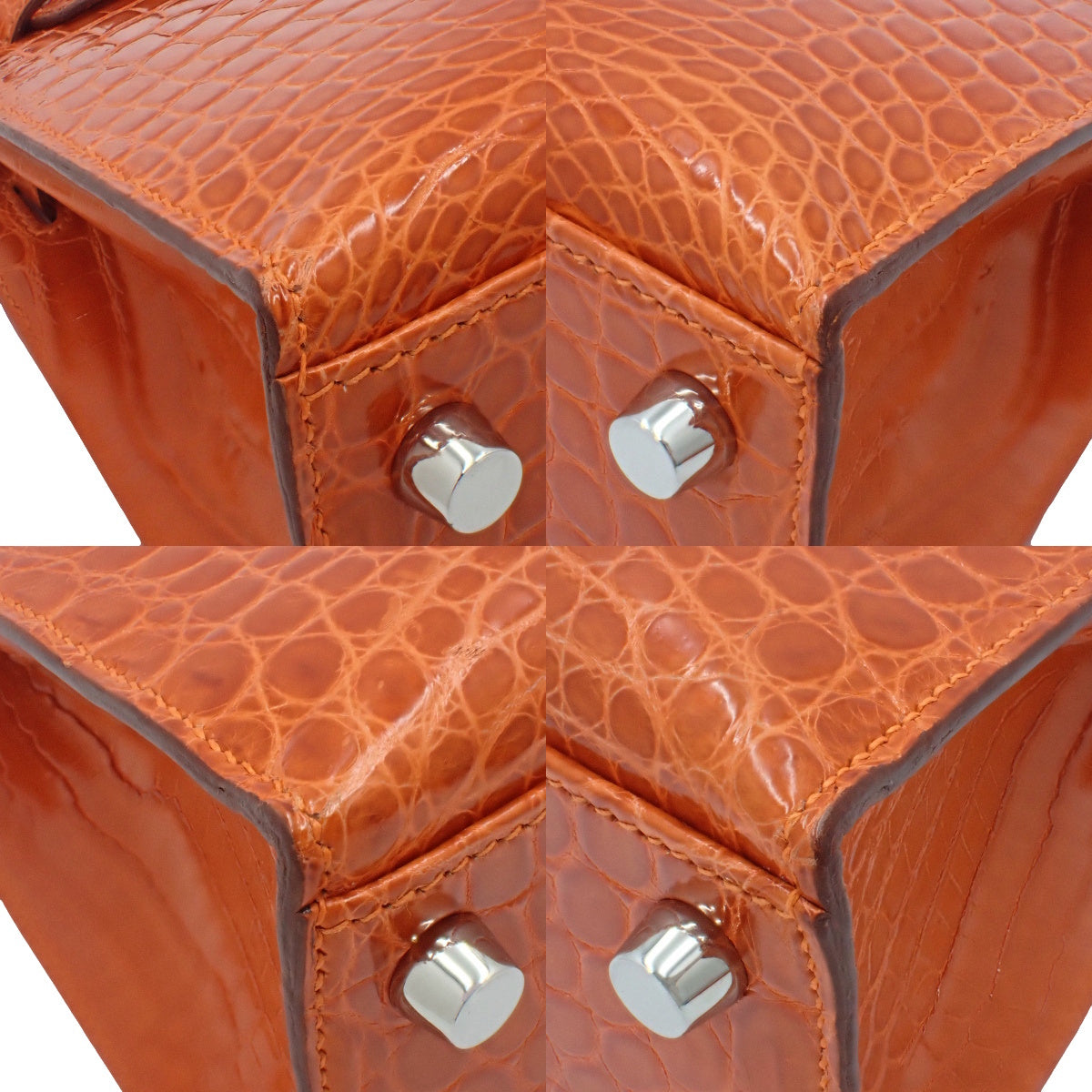 Kelly 25 (outer-stitched) Nile crocodile, palladium hardware, silver hardware, □J stamp.