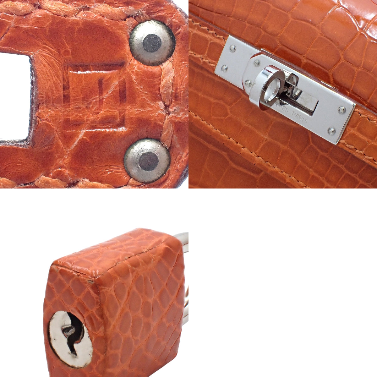 Kelly 25 (outer-stitched) Nile crocodile, palladium hardware, silver hardware, □J stamp.