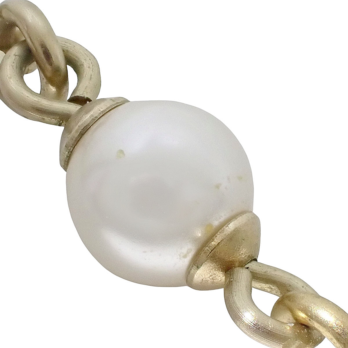 Coco Mark 金属丝带珍珠项链(镀金),镶嵌水钻和人造珍珠