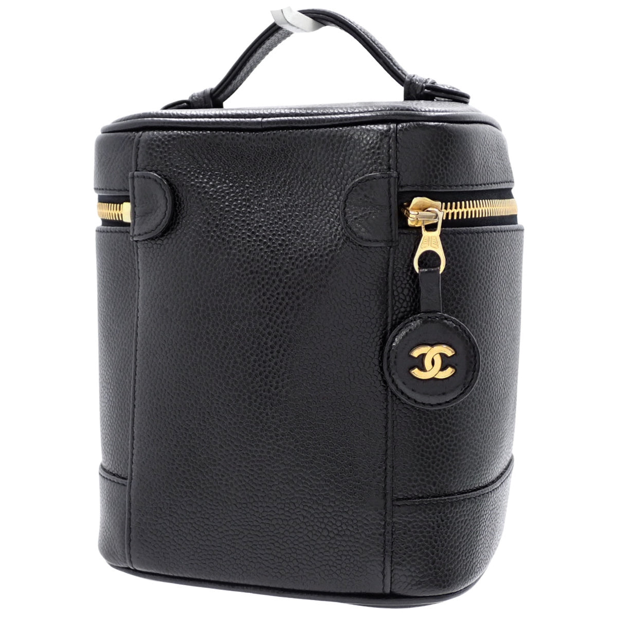 Coco Mark Vanity Bag in Caviar Skin, Black A01998