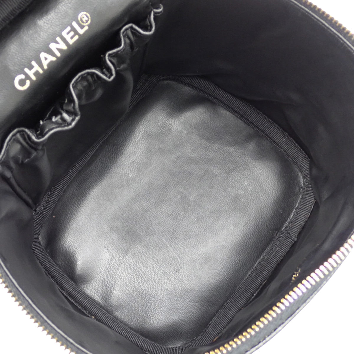 Coco Mark Vanity Bag in Caviar Skin, Black A01998