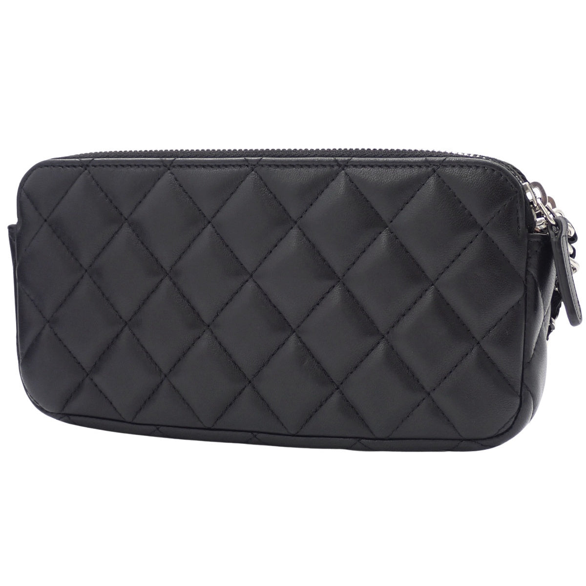 Matelasse Coco Mark Chain Wallet, Lambskin, Black, A82527