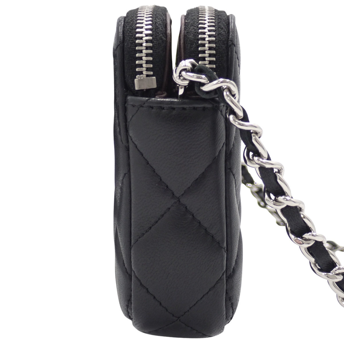 Matelasse Coco Mark Chain Wallet, Lambskin, Black, A82527