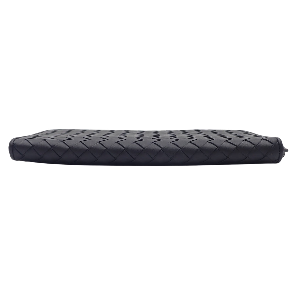 Intrecciato Zip Around Long Wallet, Leather, Black, 510643