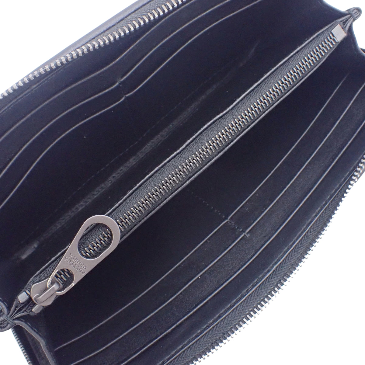 Intrecciato Zip Around Long Wallet, Leather, Black, 510643