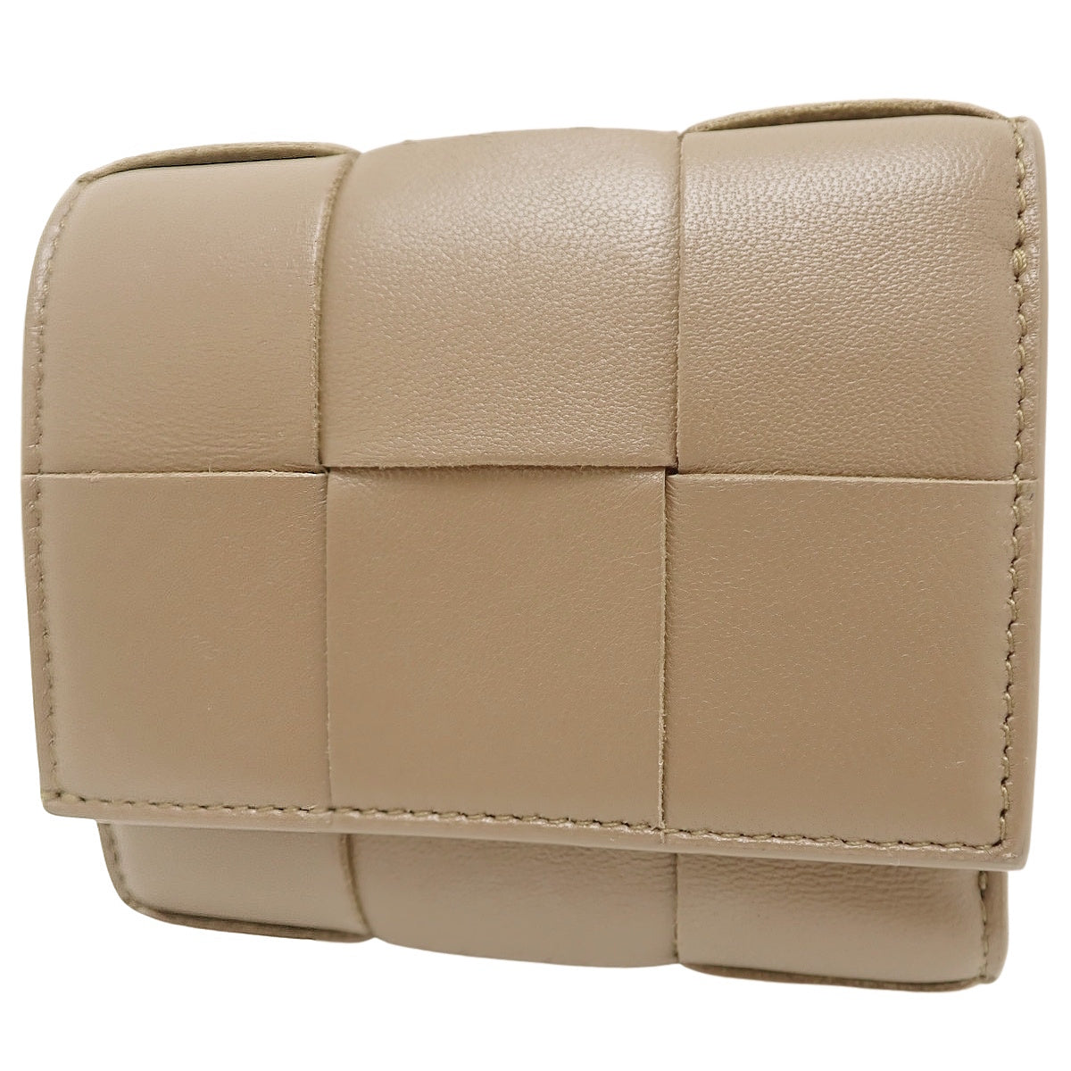 Max Mara Intrecciato Tri-Fold Wallet, Calfskin, Brown, 667127