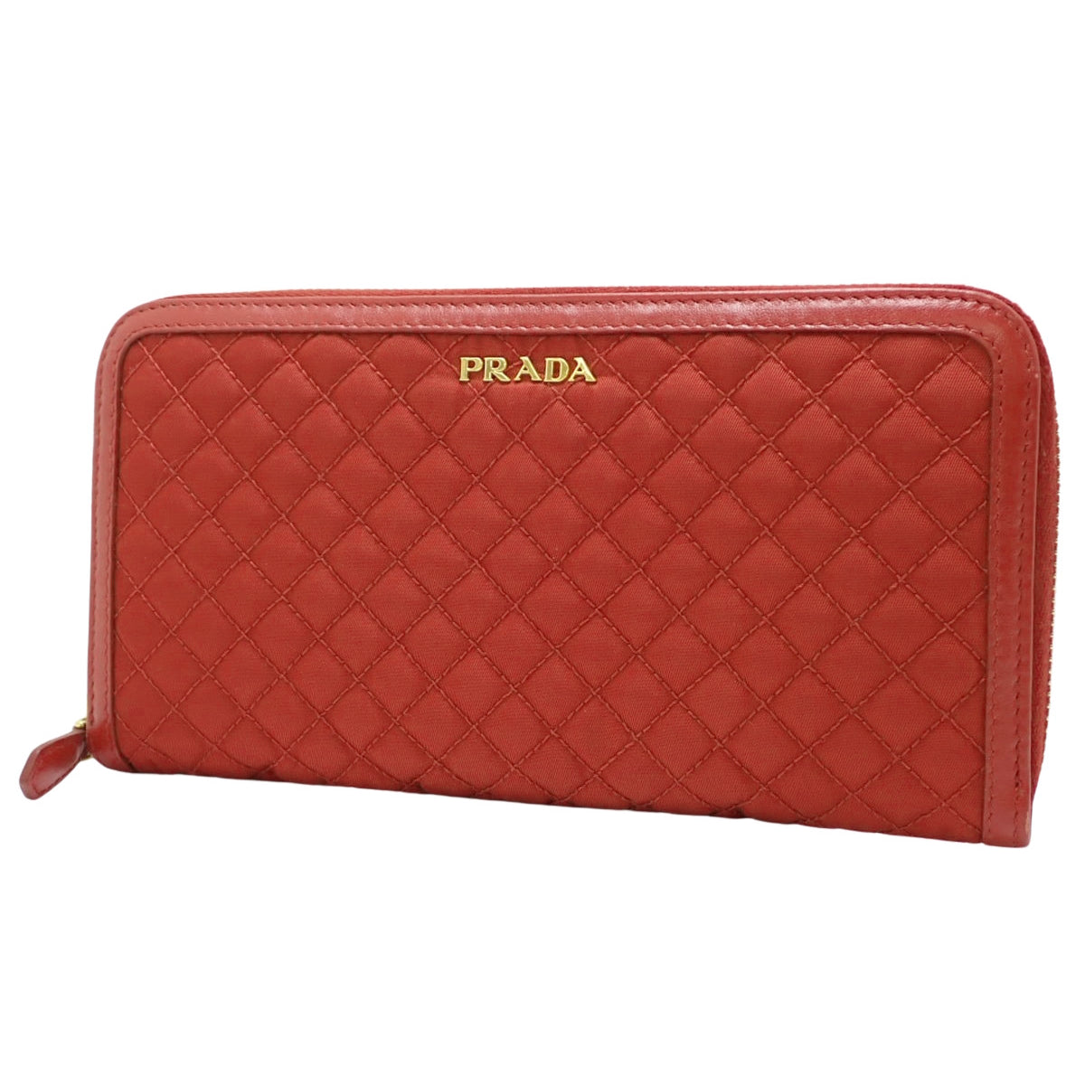 TESSUTO QUILTIN FUOCO 1M0506,尼龙和皮革材质圆形拉链长钱包,绗缝设计