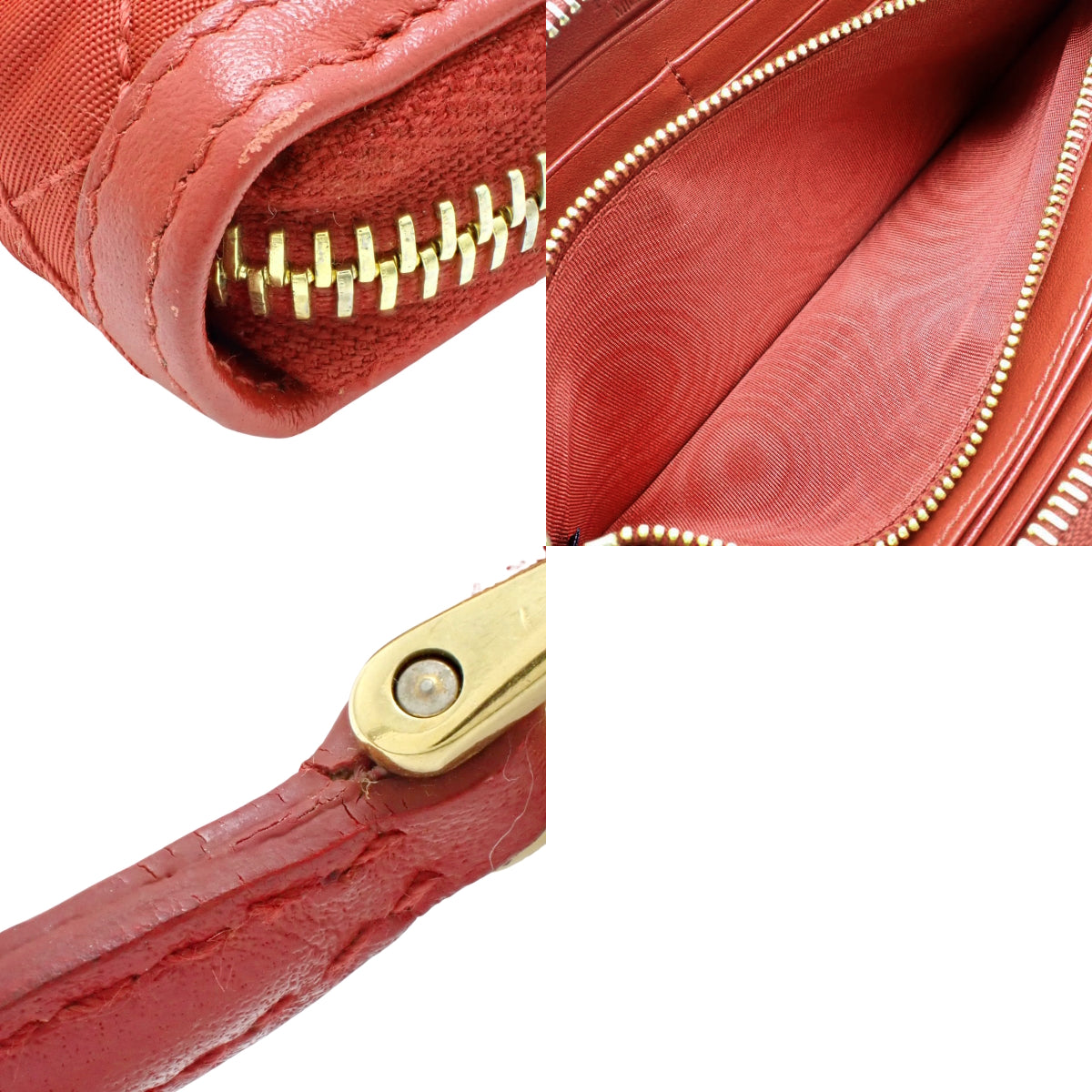 TESSUTO QUILTIN FUOCO 1M0506,尼龙和皮革材质圆形拉链长钱包,绗缝设计