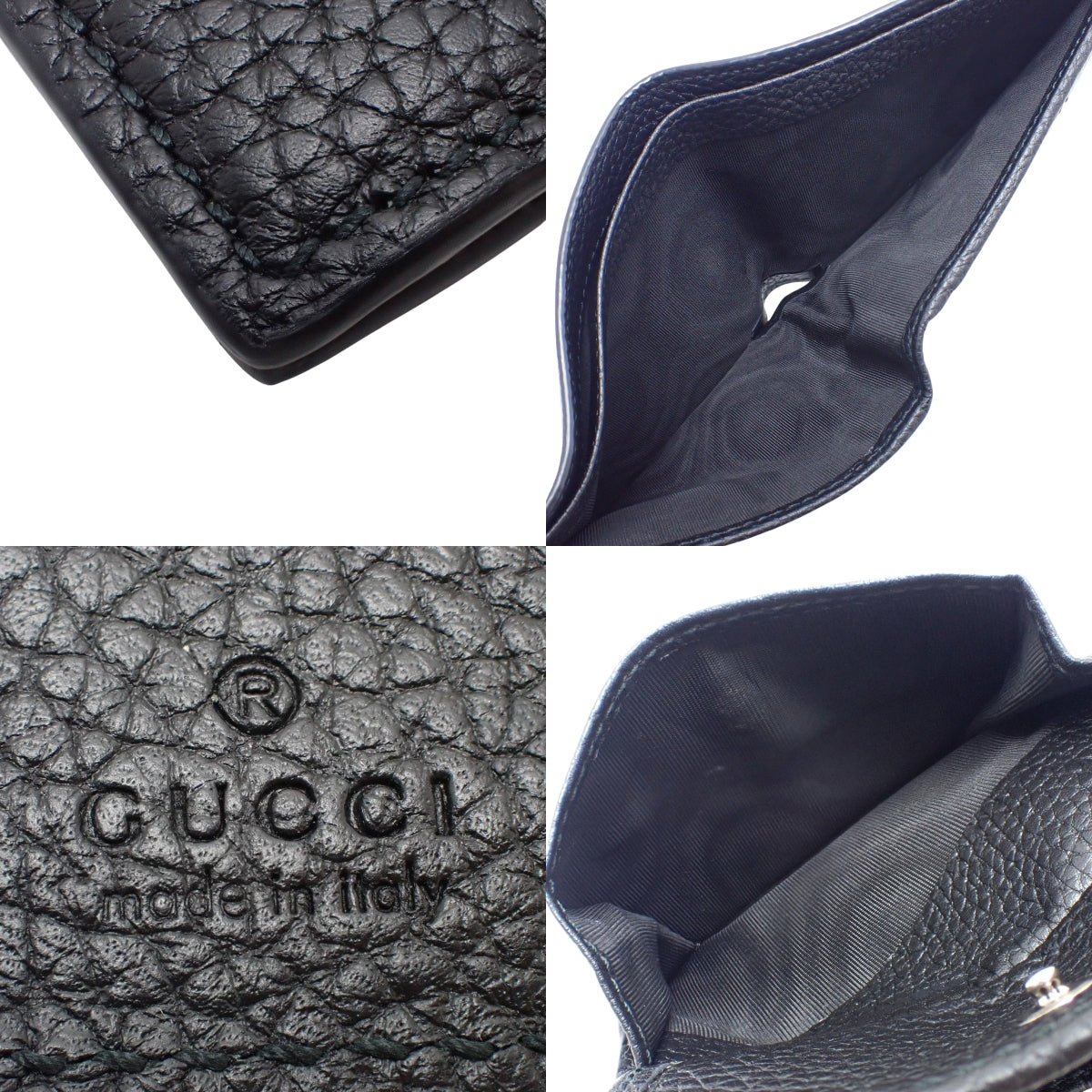 GUCCI Logo 双折钱包,黑色真皮,771153 AABXM 1000