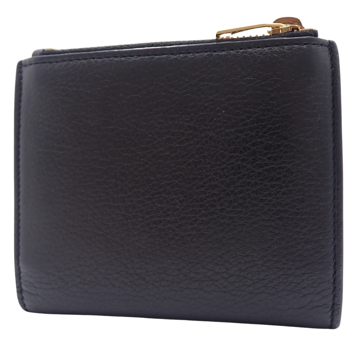 迷你字母图案对折钱包,黑色真皮,635265