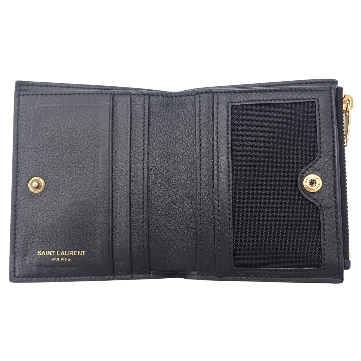 迷你字母图案对折钱包,黑色真皮,635265