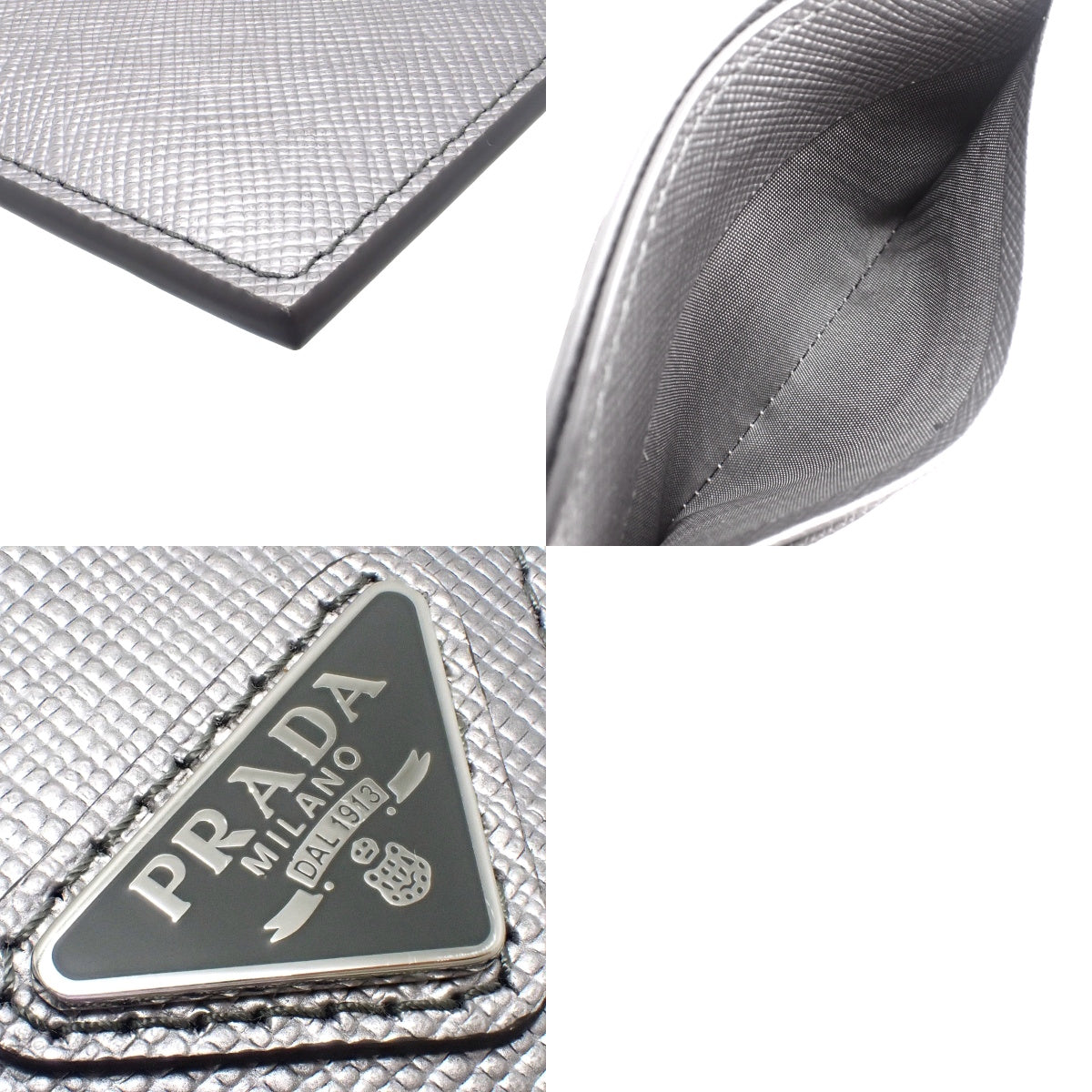 Triangle Logo Card Case, Saffiano Leather, CROMO 1MC223