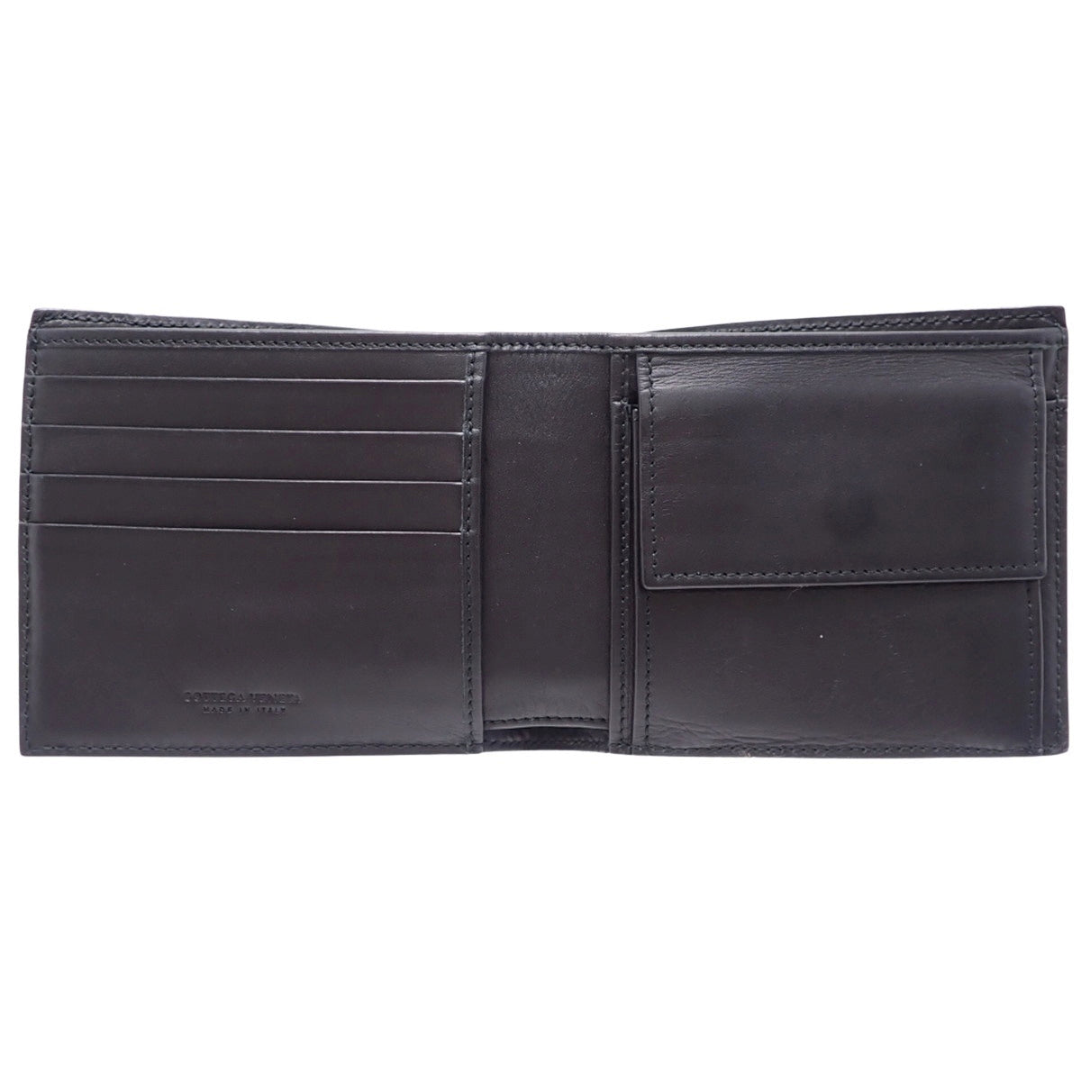 黑色小牛皮编织对折钱包 193642