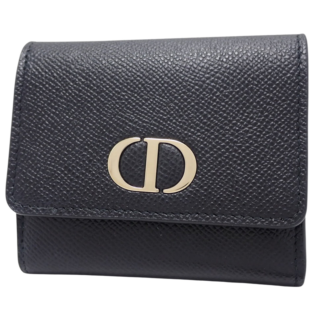 黑色皮革三折钱包