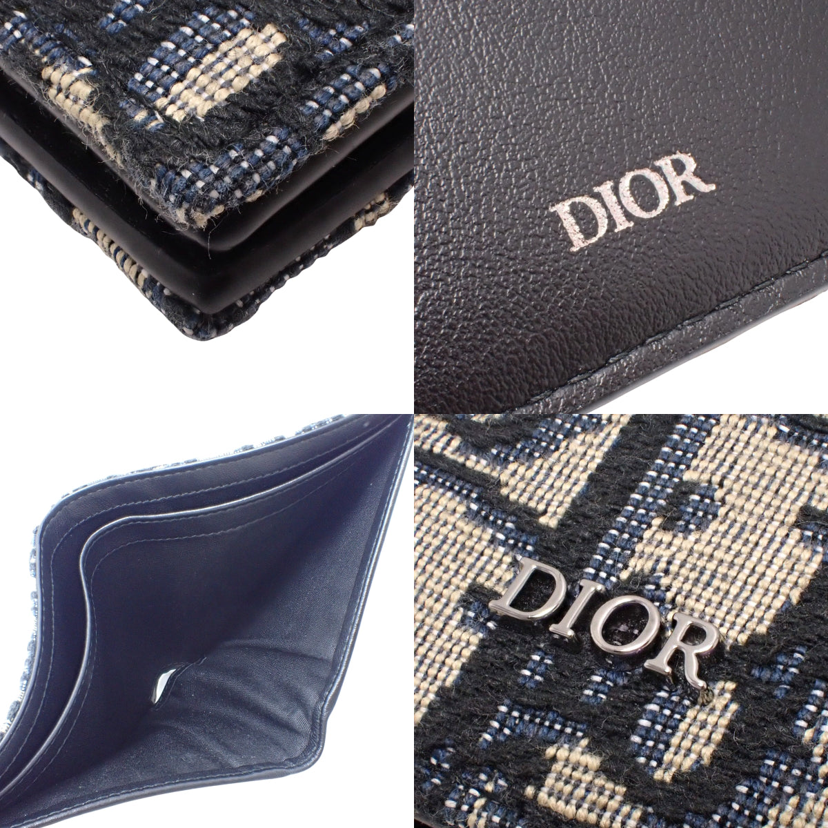 Oblique Jacquard Bi-fold Wallet Black/Beige 2OBBH027YSE_H05E