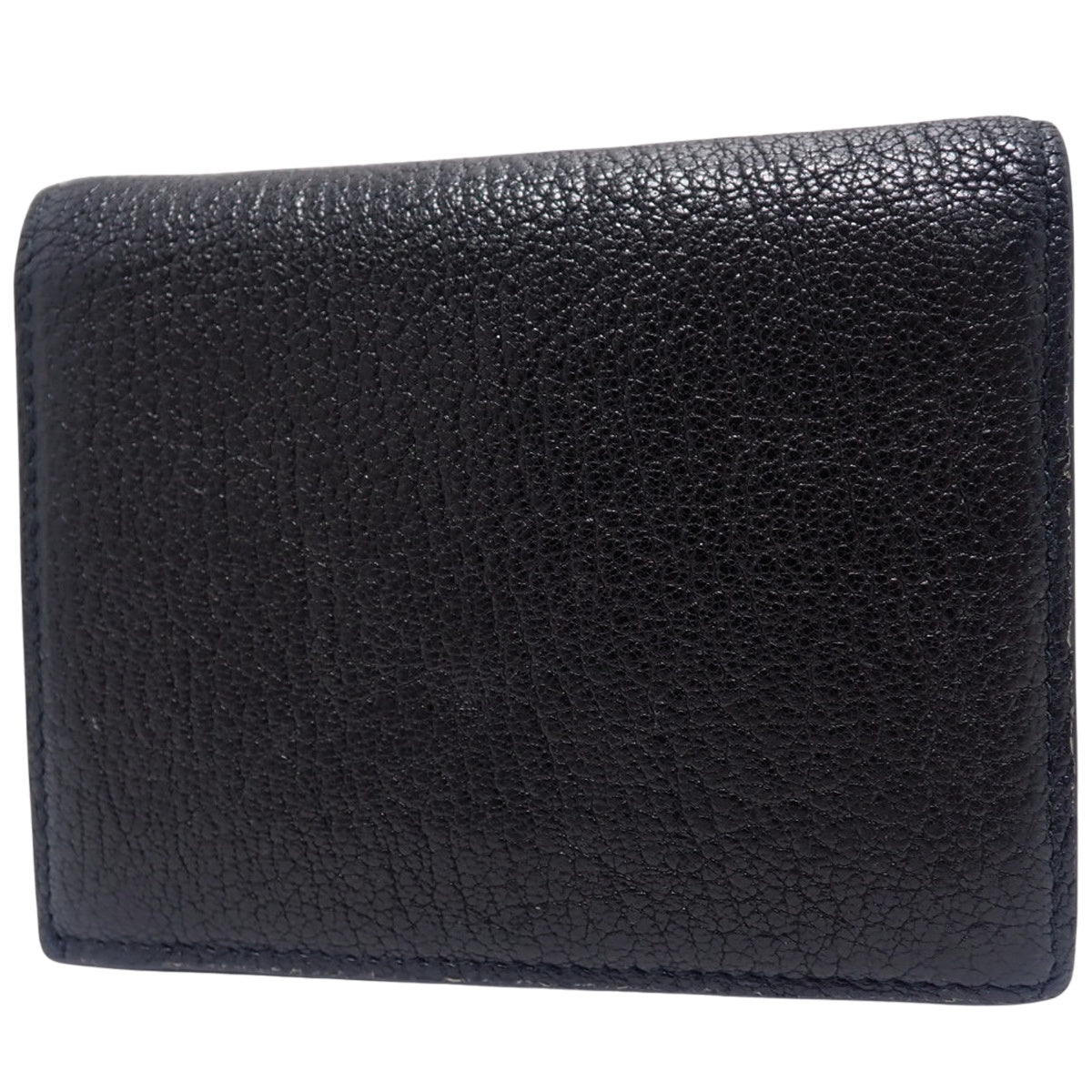 Black leather bifold wallet with logo.