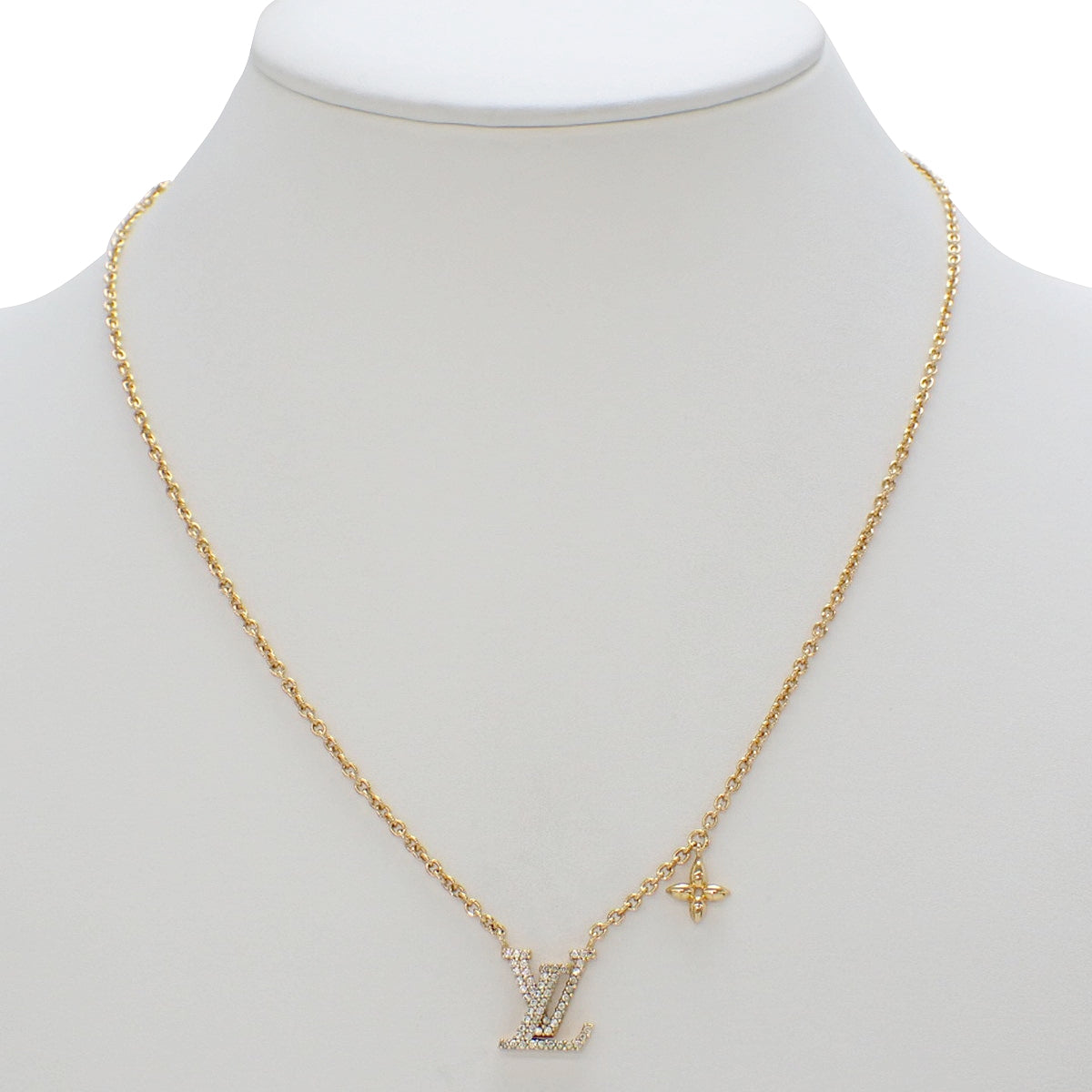 项链 - LV 标志性金属 (GP) 水钻