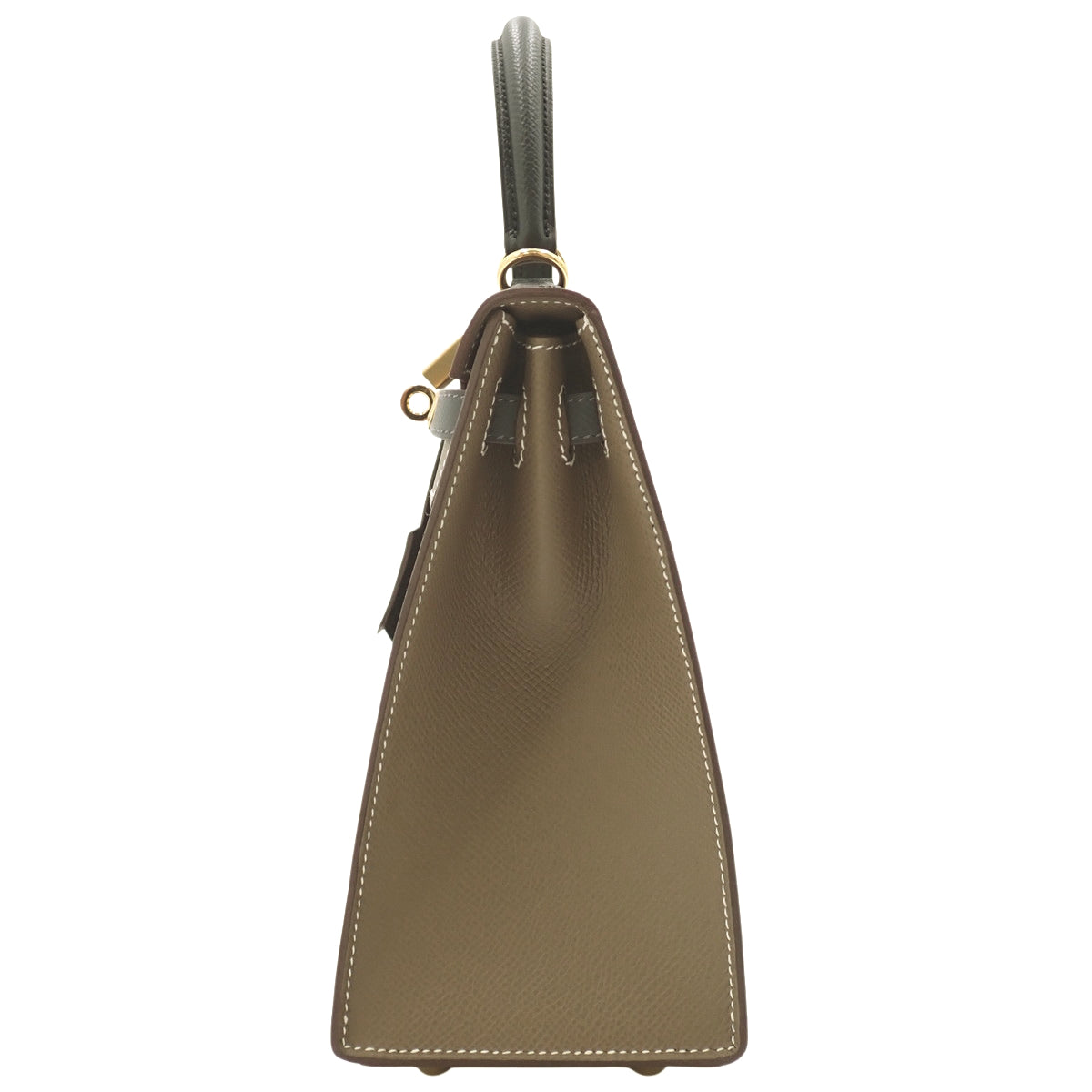 【未使用】Kelly 25(外缝)Veau Epsom Etoupe/Ardoise/黑色 金色五金件 W刻印