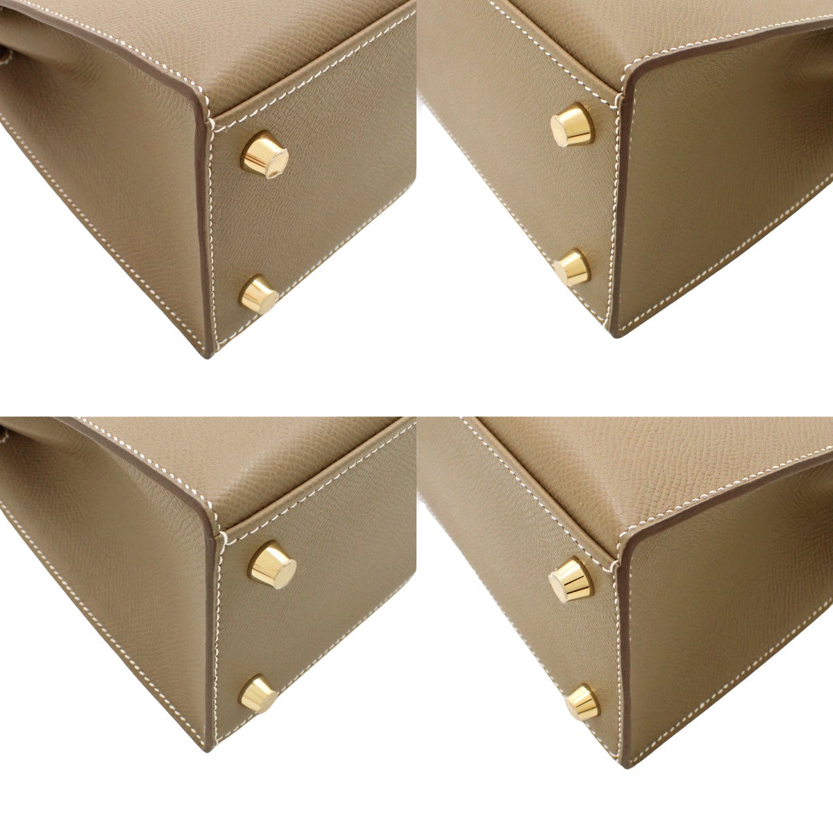 【未使用】Kelly 25(外缝)Veau Epsom Etoupe/Ardoise/黑色 金色五金件 W刻印