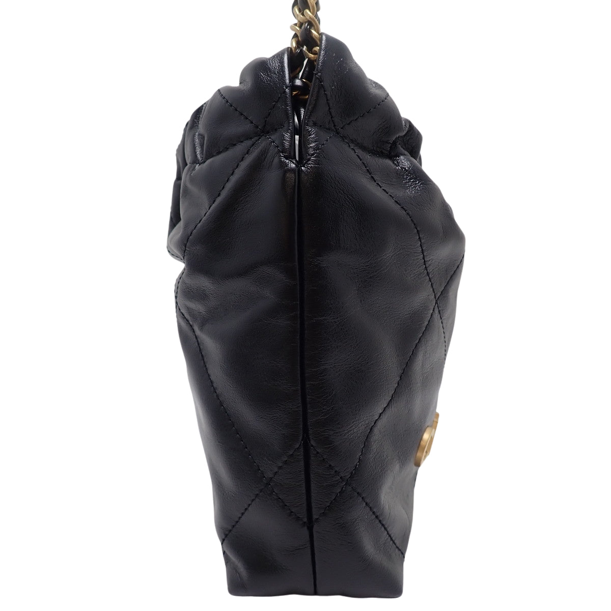 マトラッセ シャネル 22 ミニハンドバッグ シャイニーカーフスキン ブラック AS3980