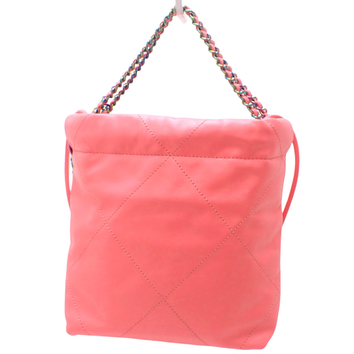 香奈儿 Matelassé 22 迷你手提包,亮面小牛皮,珊瑚粉色 AS3980