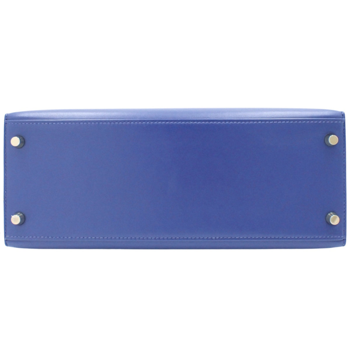 Kelly 28 (Exterior Stitched) Box Calf Blue Electric Gold Hardware D Stamp