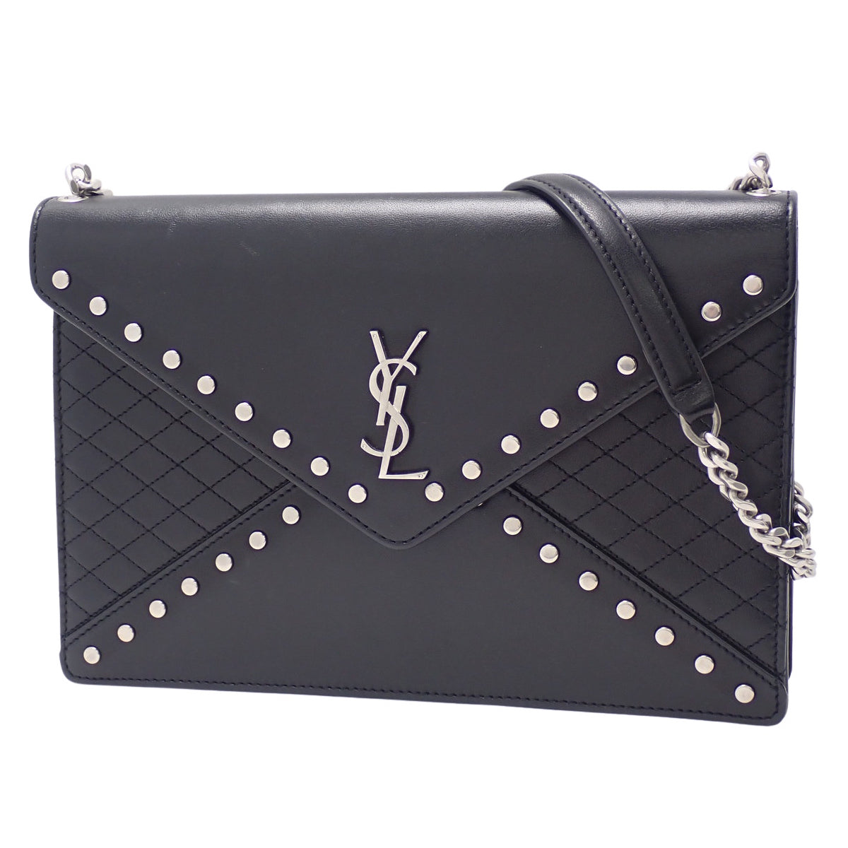 Chain shoulder bag, leather, black, 668864