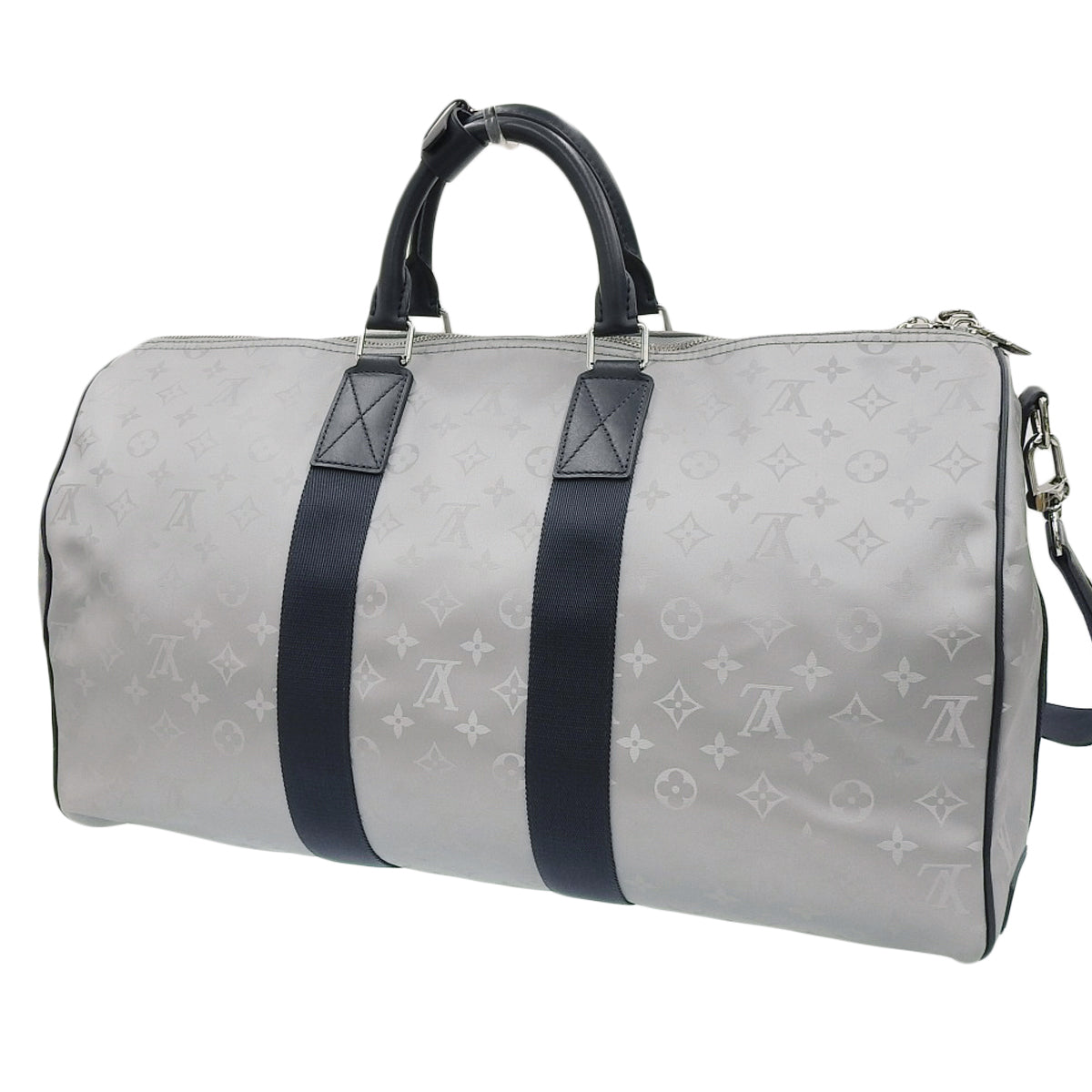 Monogram Satellite Keepall Bandouliere 50 皮革银色海军蓝 M44170