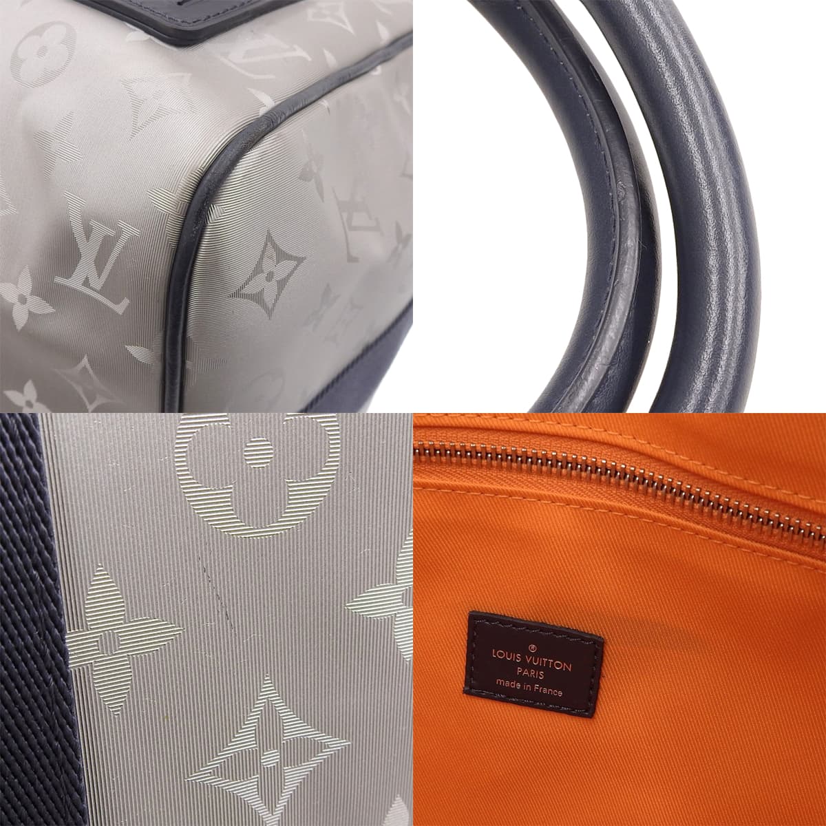 Monogram Satellite Keepall Bandouliere 50 皮革银色海军蓝 M44170