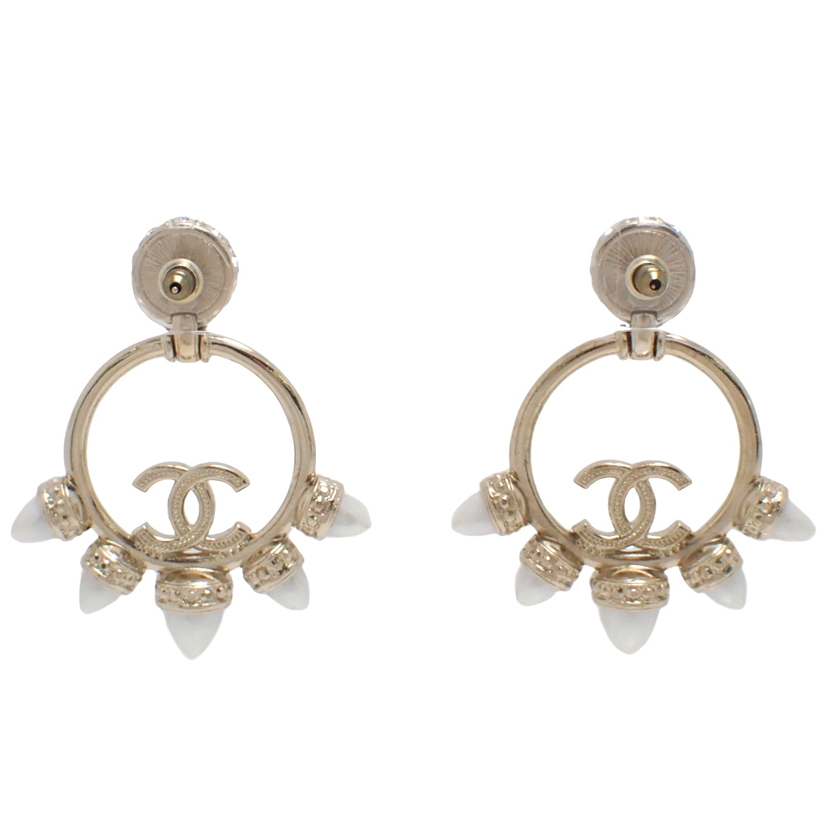 Coco Mark Hoop Pearl Earrings, Metal (GP), Rhinestone