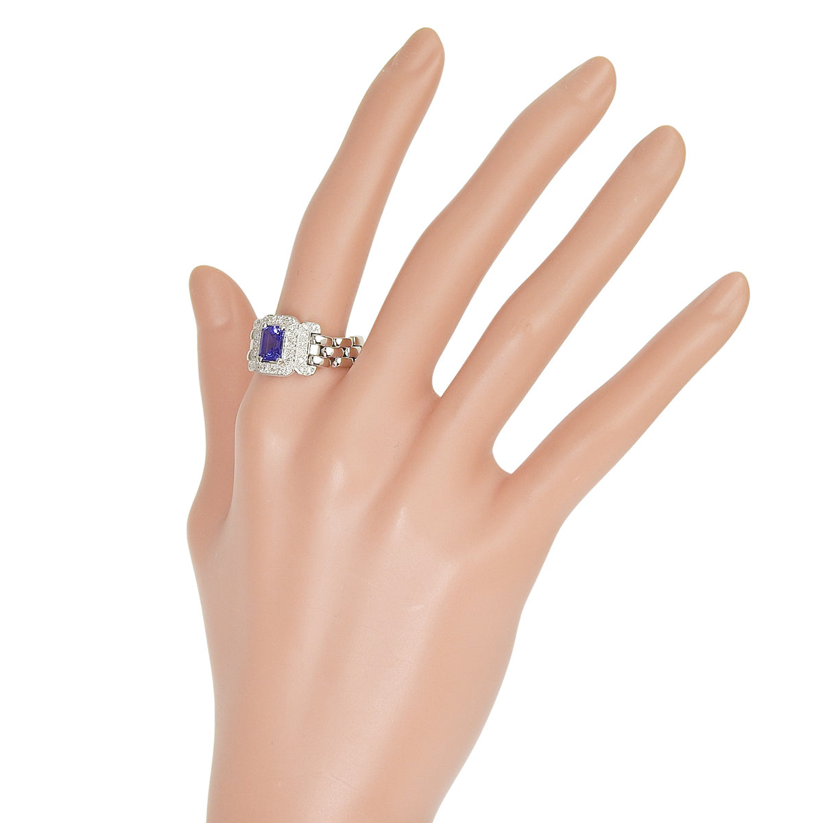 Tanzanite and Diamond Ring TZ1.06/D0.30 White Gold K18WG 11.0g