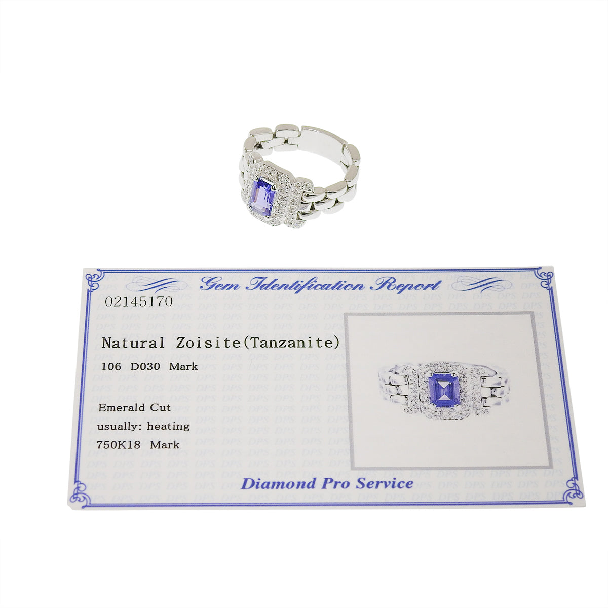 Tanzanite and Diamond Ring TZ1.06/D0.30 White Gold K18WG 11.0g
