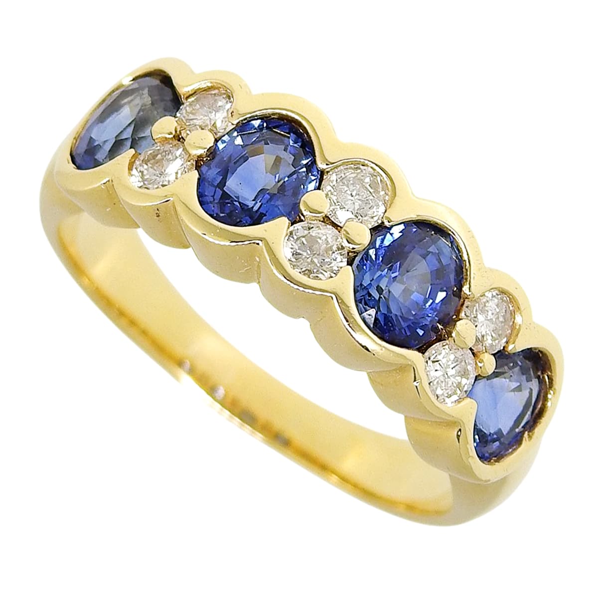 サファイヤ リング S1.74/D0.38 イエローゴールド K18YG 6.8g