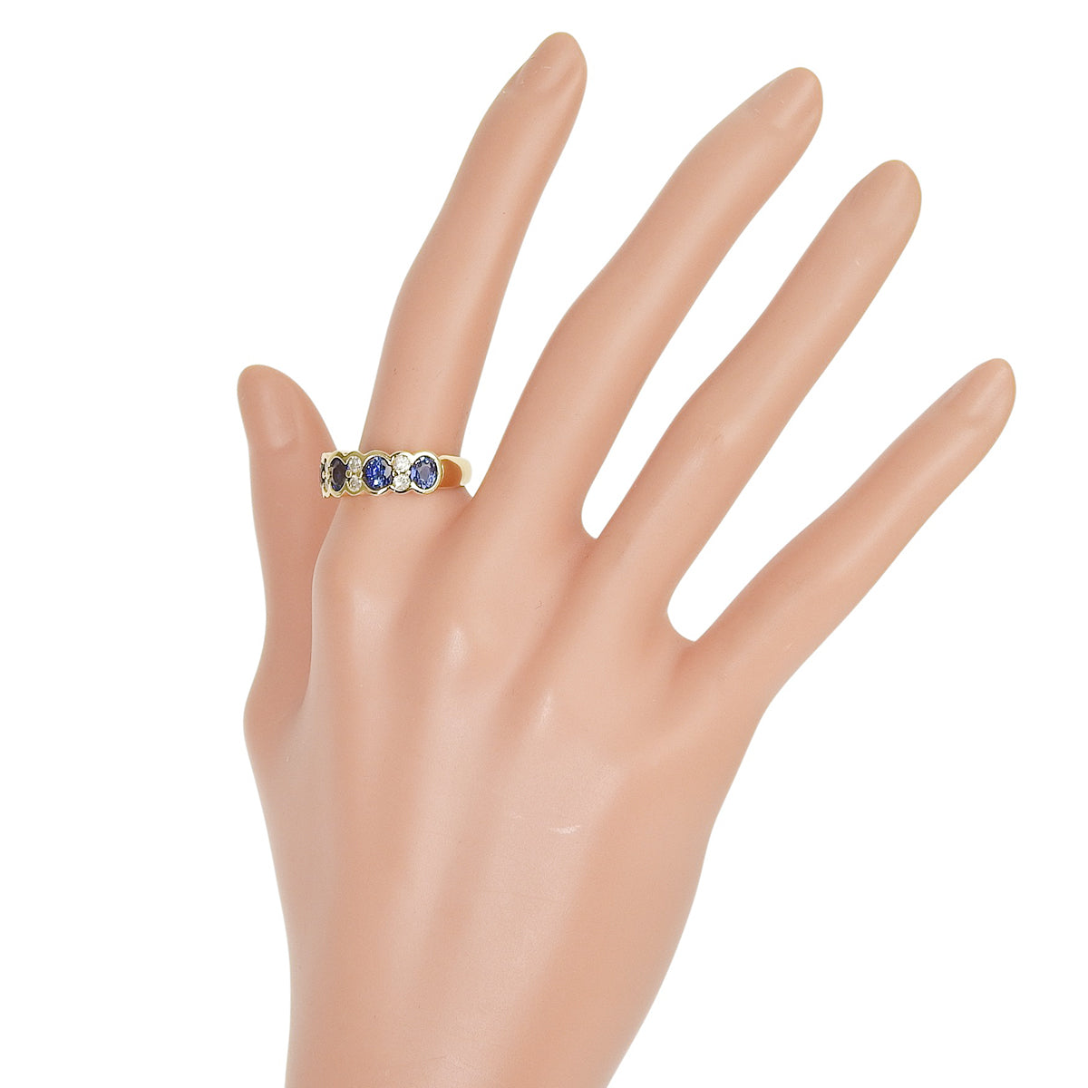 サファイヤ リング S1.74/D0.38 イエローゴールド K18YG 6.8g