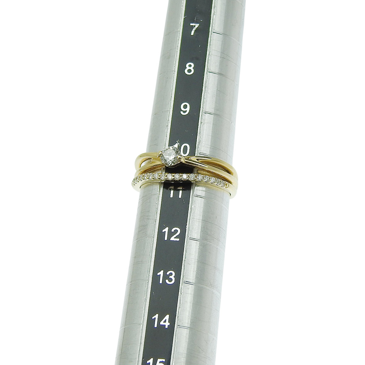 Diamond double ring D0.185/0.11 Yellow gold K18YG